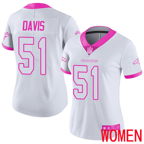 Women Denver Broncos #51 Todd Davis Limited White Pink Rush Fashion Football NFL Jersey->women nfl jersey->Women Jersey